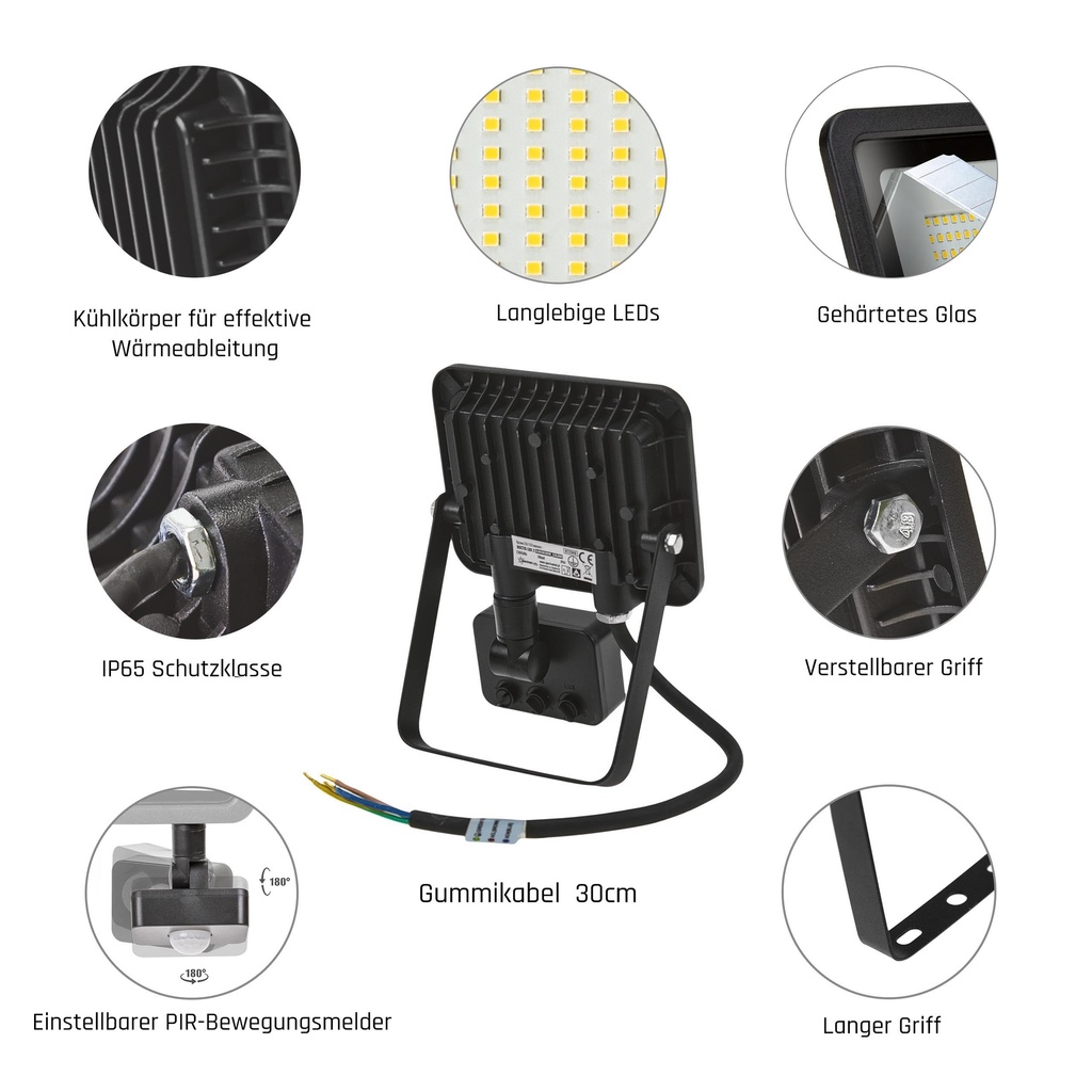 NOCTIS LUX 2 SMD 230V 10W IP44 WW BLACK WITH SENSOR