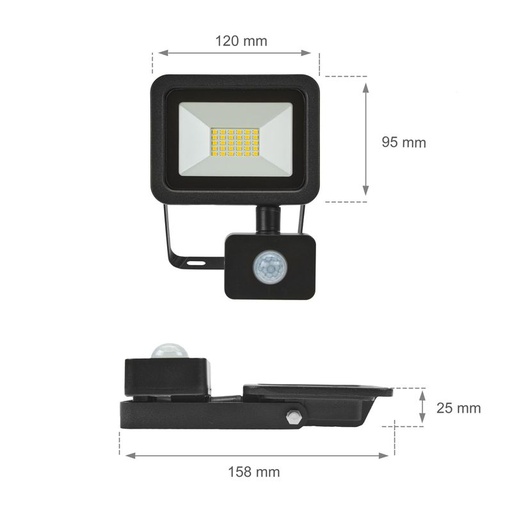 NOCTIS LUX 2 SMD 230V 10W IP44 WW BLACK WITH SENSOR